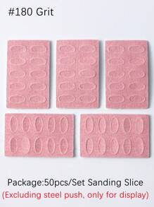 50片粉色砂纸磨砂片 #180目抛光指甲斜面钢推替换装自粘砂片美甲工具，美甲用品，美甲工具，美甲艺术工具，返校季，指甲，美甲工具（适用于假指甲） - 彩色 - 查看 6