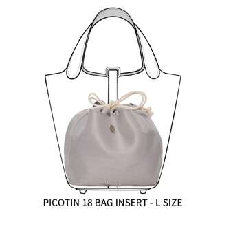 Suitable For Bucket Bag, The Inner Bag, The Mini Bag, The Middle Bag, The Storage Lining Bag, The Double Drawstring Nylon Waterproof Bag, Large Capacity Accessories For Bags, Picotin 15/18/22 Bag Insert, Bags Organizer, Purse Organizer Insert, Lightweight And Soft Touch Bag-In-Bag, Light Gray Chevron Pattern