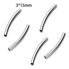 10Pcs Long Stainless Steel Curved Tube Spacer Beads Connector Charms Elbow Connectors Pendants For Handmade Jewelry Accessories