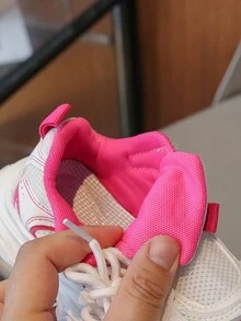 1 Pair PU Kids Chunky Sneakers Mesh Casual Slip-Resistant Lightweight Comfortable Breathable Sports Shoes - Red - View 9