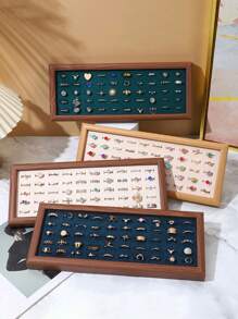 TONVIC 1PC/2PCS Vintage Ring Tray Creative Walnut Color Ring & Earring Storage Display Prop - 35X14X3 Wooden Jewelry Tray - View 9