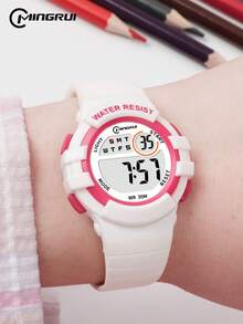 MINGRUI Đồng hồ thời trang trẻ em Back To School hợp thời trang với dây đeo PU, đồng hồ thạch anh chống nước 30m, quà tặng phù hợp cho trẻ em sử dụng ở trường - trắng - Xem 3