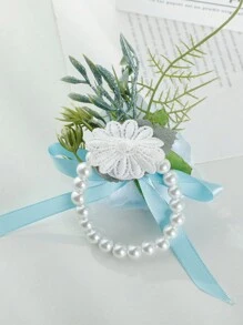 Bộ 2 hoa cài áo và hoa cài ve áo hình hoa hồng, vòng tay hoa cài áo giả ngọc trai cho dạ hội, vòng tay hoa cài áo dự tiệc, hoa cài ve áo cho nam, phụ kiện hoa cưới, trang trí vest dạ hội, hoa hồng, bạch đàn, hoa cẩm chướng, phụ kiện ngày Valentine. - Nhiều màu - Xem 12