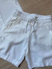 Children's Set For Boys Comfortable Shirt And Shorts In Viscolinho - Blanco - Ver 4