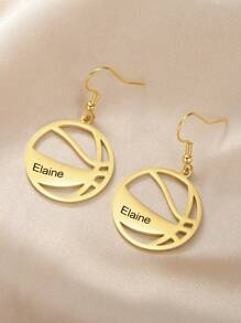 A Pair Of Stainless Steel Basketball Custom Earrings Personalized Custom Name Sports Earrings Fashion Exquisite Jewelry