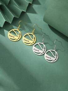 A Pair Of Stainless Steel Basketball Custom Earrings Personalized Custom Name Sports Earrings Fashion Exquisite Jewelry