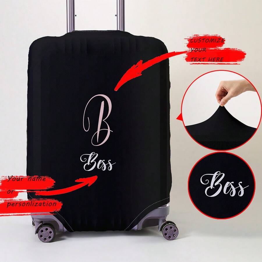 Custom 18-32" Elastic Luggage Cover, Personalized Name / Custom Text Print, Dustproof Scratch-Resistant Travel Protector An Ideal Choice For Travel - Multicolor - View 1