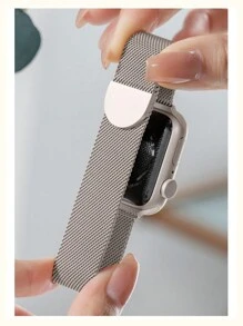 1条男女通用经典金属网状运动表带，兼容 Series SE 11 10 9 8 7 6 5 4 3 2 1 Ultra 3/2/1，适用于46mm 49mm 40mm 44mm 45mm 41mm 42mm 38mm表盘，不锈钢材质 - 米色 - 查看 4