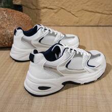 Women's Comfortable Mesh Contrast Chunky Sneakers, Thick Sole Casual Running Shoes