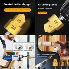 3pcs Heavy Duty Pipe Reaming Drill Bits -PVC Pipe Reamer Tool ABS Pipe Reamer Kit Pipe Reamer Set Conduit Reamer Pipe Expander PVC Fitting Saver Socket Saver Pipe Fitting Tools - Bronze - View 3