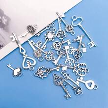 18 chiếc Trái tim phong cách cổ điển, Cú, Hoa hồng, Hình dạng chìa khóa Đồ trang sức DIY Thích hợp cho nam và nữ để làm vòng tay, dây chuyền, vòng chân, bông tai, móc khóa - Màu Bạc Cổ - Xem 4