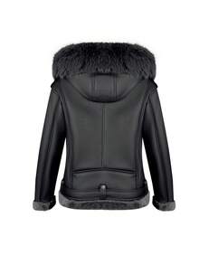 Risissida 女士多功能户外夹克，带人造毛领 - 穿上我们最新的秋季系列冬装，保持舒适 - 黑色 - 查看 2