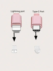 1 个电镀可爱心形防尘塞，粉色底座配金色饰边，适合字母 A-Z，适用于 C 型和闪电接口 - 彩色 - 查看 2