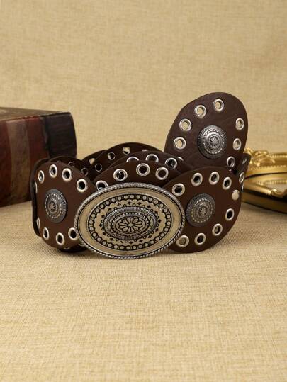 1 Pc Women's PU Bubble Eye Round Belt, Fashionable Bohemian Style Accessory Suitable For Daily Use Summer, School Fall, Autumn, Halloween