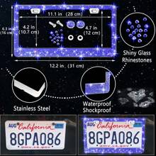 27pcs Bling Car Accessories Set For Women, Bling Steering Wheel Covers Universal Fit 15 Inch, Bling License Plate Frame,  Phone Holder, Car Coasters