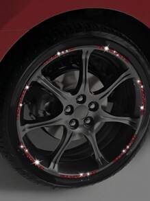Set de 5 pegatinas decorativas para llantas de coche con diamantes artificiales, pegatinas decorativas para coches, rayas de advertencia, accesorios para llantas, adecuados para coches, motocicletas, triciclos y bicicletas - Unitalla - Ver 6