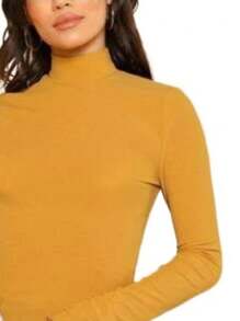 Cacharrel Women's Blouse With Long Sleeves And High Collar - Mustard Yellow - View 1