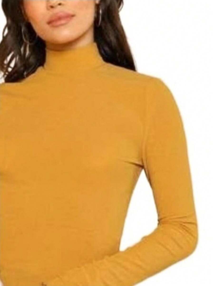 Cacharrel Women's Blouse With Long Sleeves And High Collar - Mustard Yellow - View 1
