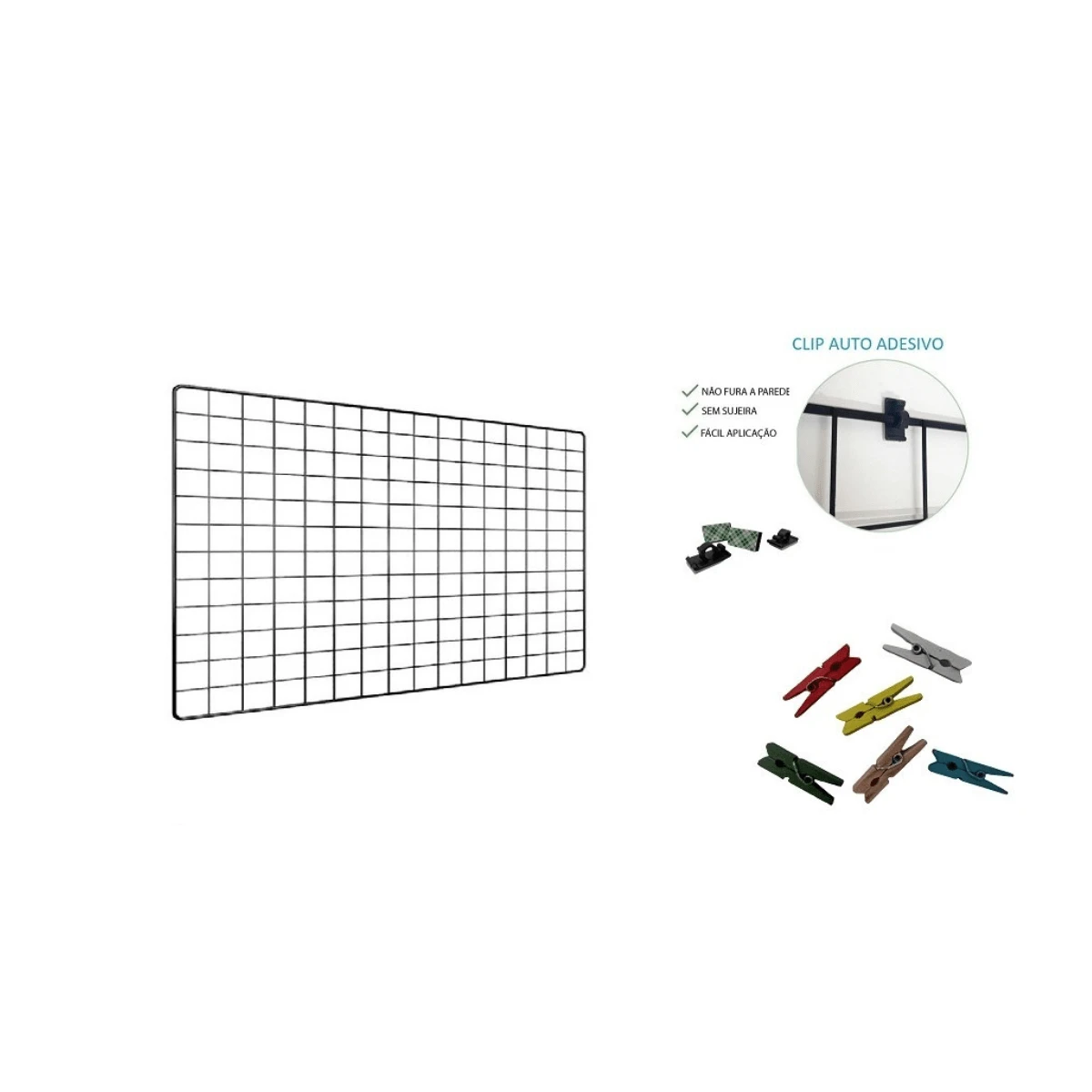 Memory Board 40x60 Black Photo Frame With Mini Fasteners And Adhesive Clips. - Black - View 1