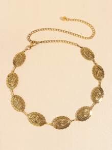 1pc Plus Size Women Oversize Boho Vintage High-End Gold Metal Belt, Fashion Waist Chain, Suitable For Dresses, Shirts, Beach, Party, Festival