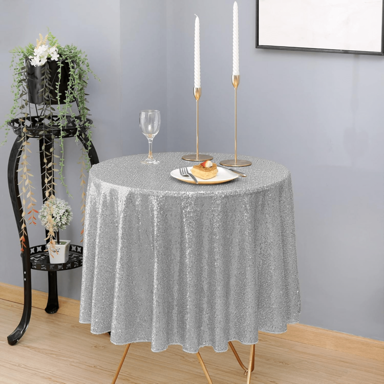 1 件粉色亮片圆形桌布，甜蜜糖果自助餐桌，适用于圣诞节、婚礼、迎婴派对、生日派对、晚餐闪闪发光的桌布 - 彩色 - 查看 35