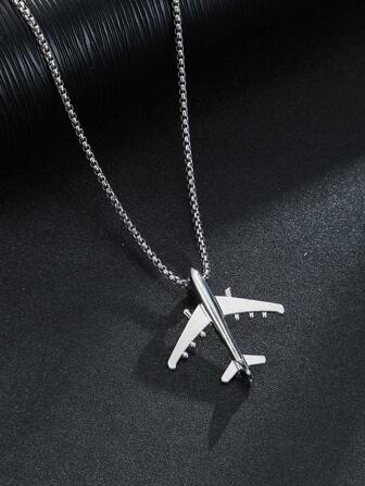 1 件时尚简约个性创意嘻哈风格飞机、、锚、鲸鱼吊坠男女通用项链毛衣链适合日常节日宴会
