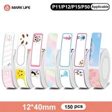 Marklife Marklife 1 Rolls 0.47x1.57inch (12*40mm) 150 Sheets Labels Different Color Lovely Thermal Label Paper, Waterproof, Five-Proof Protection, Premium Quality Paper - Perfect For Organizing & Labeling, For P11, P12, P15, P50 Inkless Printer,Used For Household Storage And Organization Labels, Name Tags, Gift Notes, Etc