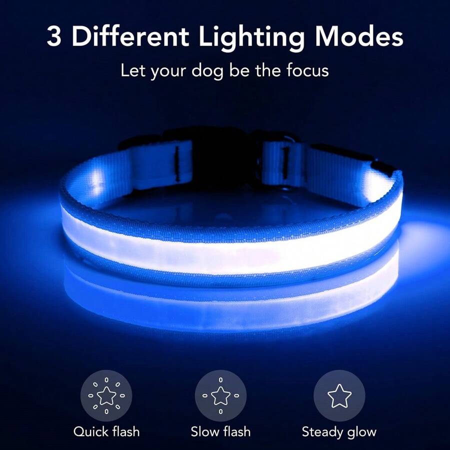LED Dog Collar, Light Up Dog Collar Adjustable Battery Model Super