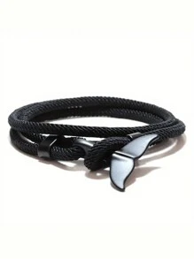1pc Oceanic Anchor Whale Tail Braided Rope Bracelet - Fashionable Funky Accessory With Synthetic Fiber Rope Material, Simple Yet Cool Design For Men And Women This Is Adjustable Bracelet