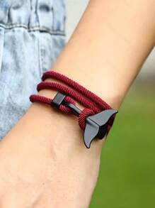 1pc Oceanic Anchor Whale Tail Braided Rope Bracelet - Fashionable Funky Accessory With Synthetic Fiber Rope Material, Simple Yet Cool Design For Men And Women This Is Adjustable Bracelet