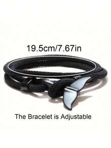 1pc Oceanic Anchor Whale Tail Braided Rope Bracelet - Fashionable Funky Accessory With Synthetic Fiber Rope Material, Simple Yet Cool Design For Men And Women This Is Adjustable Bracelet