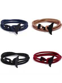 1pc Oceanic Anchor Whale Tail Braided Rope Bracelet - Fashionable Funky Accessory With Synthetic Fiber Rope Material, Simple Yet Cool Design For Men And Women This Is Adjustable Bracelet