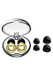 1 Pair Plated Earplugs - Silicone Material + Concert Earplugs - High Fidelity Hearing Protection Noise-Proof, Sensitive For Work And Noisy Environments - Includes 4 Eartips In XS, M, L Sizes