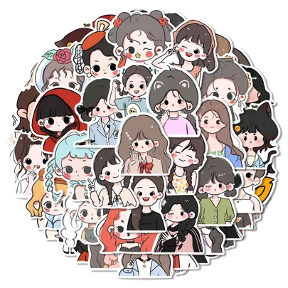 1包可爱女孩卡通游戏贴纸，DIY包包贴纸，可重复使用，适用于学习用品、返校季剪贴簿、趣味贴纸、笔记本电脑贴纸、Kindle手机贴纸