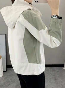 Color Block Spring Autumn Windbreaker Jacket For Women, Outdoor Sports, Waterproof, Windproof, Running, Lightweight, Breathable, Long Sleeve - Khaki - View 4