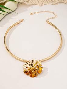 1套时尚2024新款欧美跨界金属风立体花朵首饰套装个性夸张项圈手链耳环戒指套装女日常佩戴 - 首飾套裝 - 查看 5