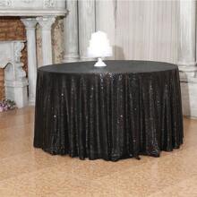 1pc Pink Sequin Round Tablecloth, Sweet Candy Buffet Table, For Christmas, Wedding, Baby Shower, Birthday Party, Dinner Glittering Tablecloth - Multicolor - View 9