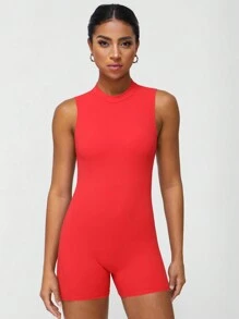 Sodalemon Women's Backless With Chest Pads Jumpsuit Fitness Butt Lifting Sleeveless Yoga Jumpsuit - 紅色 - 查看 7