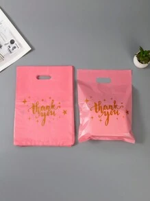 10 件粉色感谢礼品袋，适用于小型企业的塑料袋、购物袋，非常适合节日、生日、派对礼品、婚礼礼品包装，适用于礼品、派对、商店、精品店等，圣诞节情人节 - 10pcs星星粉紅色 - 查看 3