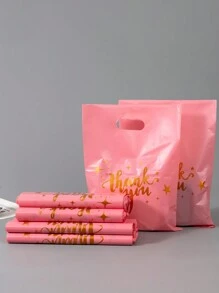 10 件粉色感谢礼品袋，适用于小型企业的塑料袋、购物袋，非常适合节日、生日、派对礼品、婚礼礼品包装，适用于礼品、派对、商店、精品店等，圣诞节情人节 - 10pcs星星粉紅色 - 查看 2
