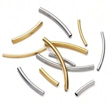 10Pcs Long Stainless Steel Curved Tube Spacer Beads Connector Charms Elbow Connectors Pendants For Handmade Jewelry Accessories