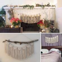 Handmade Boho Wall Hanging Fringe Panels Garland Banner Woven Tapestry With Tassel Crochet Decor Macrame Bohemian Art Decor,Home Decor ,Room Decor,Wall Decor Gifts Birthday Graduation