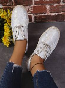 Women's Casual Canvas Slip-On Shoes, Fashionable And Wear-Resistant, Suitable For Spring And Autumn