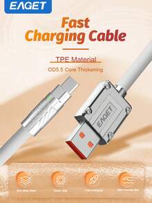 Eaget 120W Fast Charging Cable USB-A To Type-C Interface With Compatible With Samsung Galaxy S7 S6, Redmi, Note 6 5 Android Devices And More - Multicolor - View 4