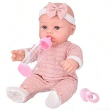 Búp bê em bé tái sinh 12" (30 cm), Búp bê em bé bằng silicon mềm như thật với bộ quần áo, bình sữa, núm vú giả và băng đô (Bao gồm búp bê) - Hồng - Xem 9