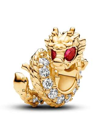 1pc Fashionable Gold Plated Lunar New Year Dragon Bead Pendant Ornament, DIY Gift