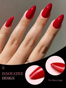 120 片中号杏仁红色亚克力纯色纯抛光按压假指甲亚克力指甲裸色杏仁色指甲套装礼物创意女士和女孩专属礼物美甲用品指甲