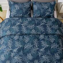 Duvet Cover Set - Double Bedding Set Reversible, Microfiber Duvet Set Blue Quilt Cover With Pillow Cases, Gifts For Mom Bedroom Accessory (Floral, Blue, Double 200x200 Cm) - Black - View 2