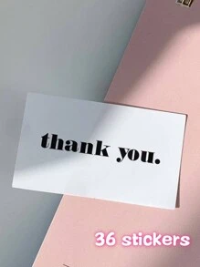 36pcs/48pcs/72pcs "Thank You" Square/Round Shape Simple Instagrams Gift Stickers, Decoration Stickers, Thank You Labels, Dessert Stickers Valentine Day
