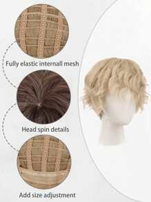 Man Wig ,Fashionable And Breathable Manga Short Hair, Cosplay Wigs For Both Boys And Girls Fireworks Hot Curly Hair Synthetic Fiber - Multicolor - View 4